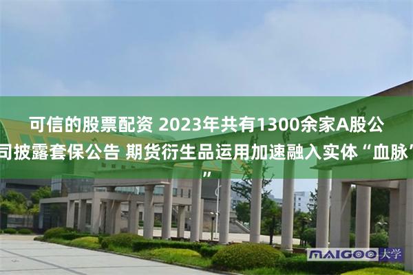 可信的股票配资 2023年共有1300余家A股公司披露套保公告 期货衍生品运用加速融入实体“血脉”